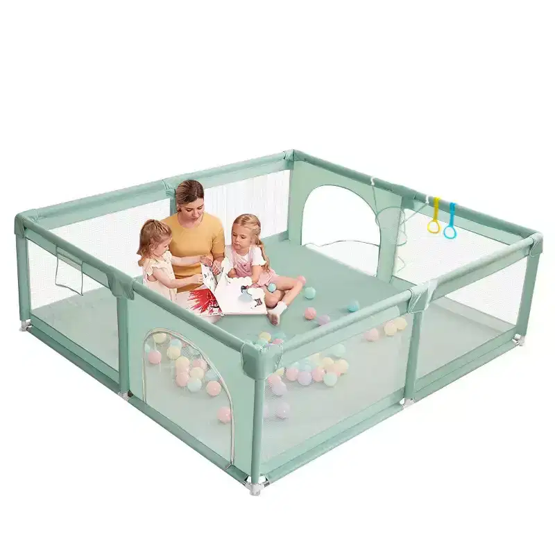 GOTGELIF 79x79 4-Panel Baby Playpen Spacious & Secure Portable Playard