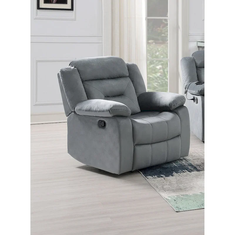 Velvet Single Recliner Chair with Arm Pillows