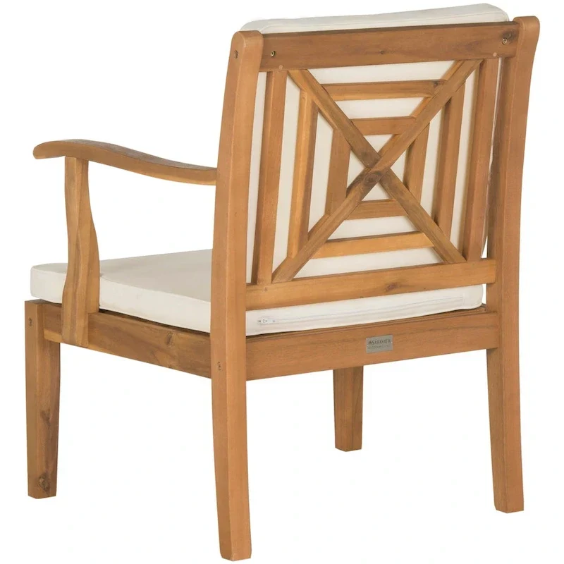 SAFAVIEH Outdoor Living Del Mar Brown Acacia Wood 4-piece Beige Cushion Patio Set - 48W x 25D x 32H