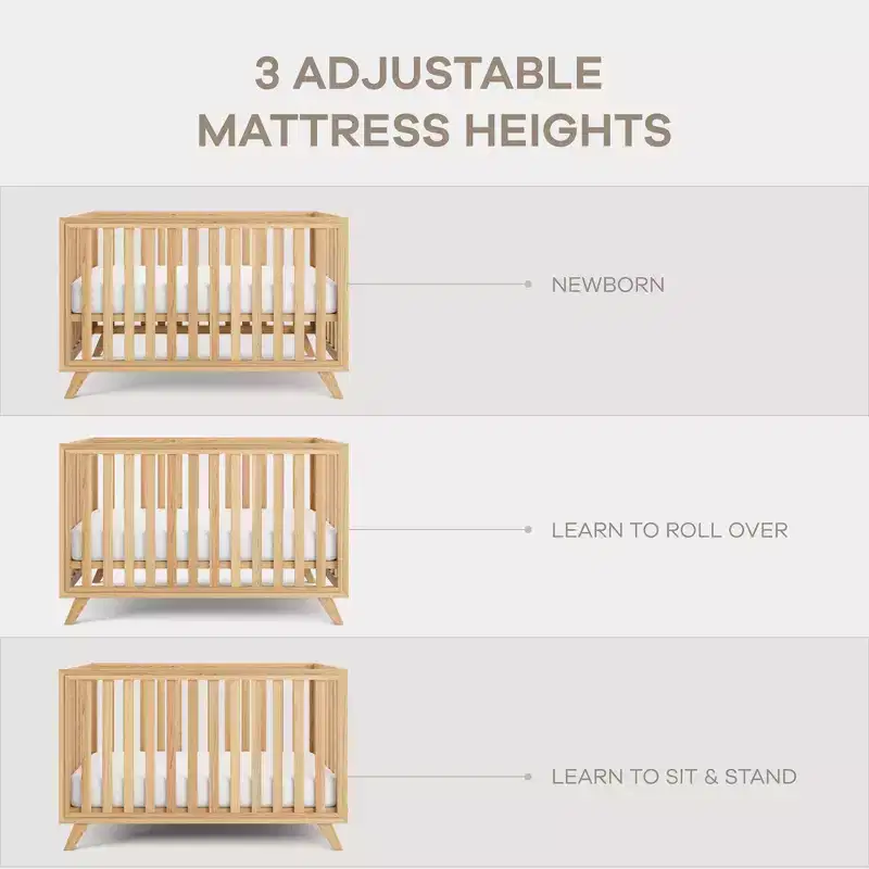 Comfy Cubs Baby Crib for 0 to 3 Years - Adjustable Mattress Height - 80 lbs Capacity Nursery Bed