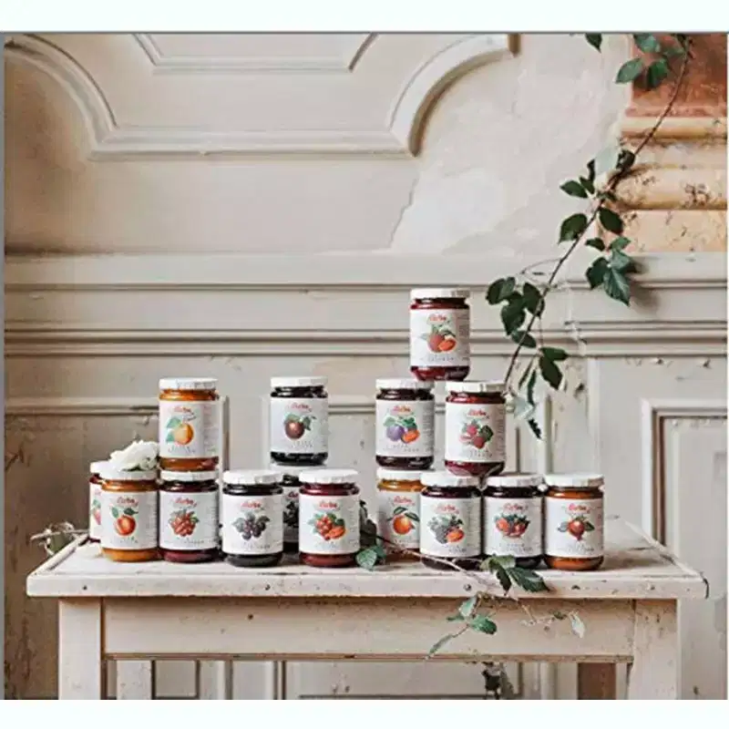 D'Arbo Trio Set All Natural Fruit Spreads - Apricot, Raspberry, and Strawberry - with Gold Stainless Steel Spreader Spoon (4-Pc Set)