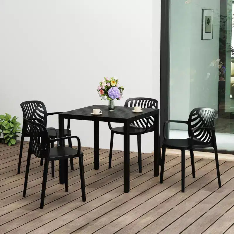 WestinTrends Playa 5-Piece Outdoor Square Dining Table Patio Set with Stackable Patio Dining Chairs