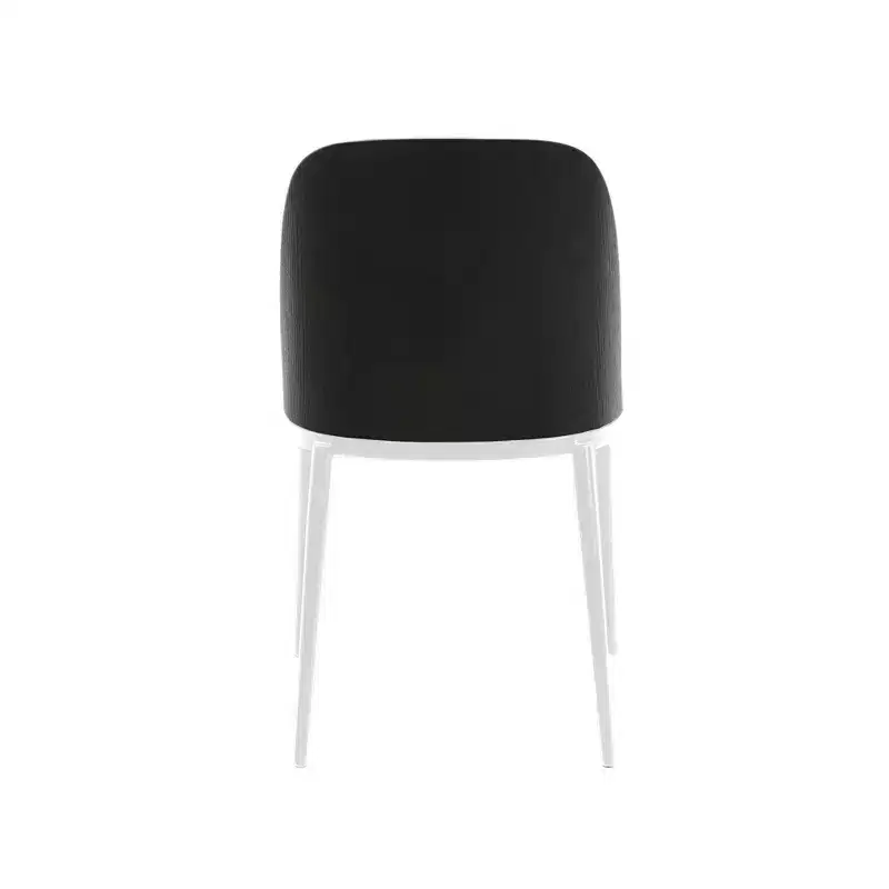 LeisureMod Tule Modern Dining Chair Set of 4 with PU Leather, Velvet, or Suede Seat and White Steel Frame  Kitchen, Dining Room, Home, Cafe, Seating
