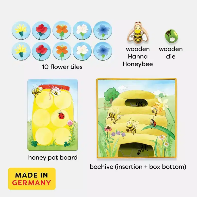 HABA My Very First Games - Hanna Honeybee - 2 Cooperative Color Games & Learning Toys for Toddlers 2-4 Years, Preschool Kids Games (Made in Germany)