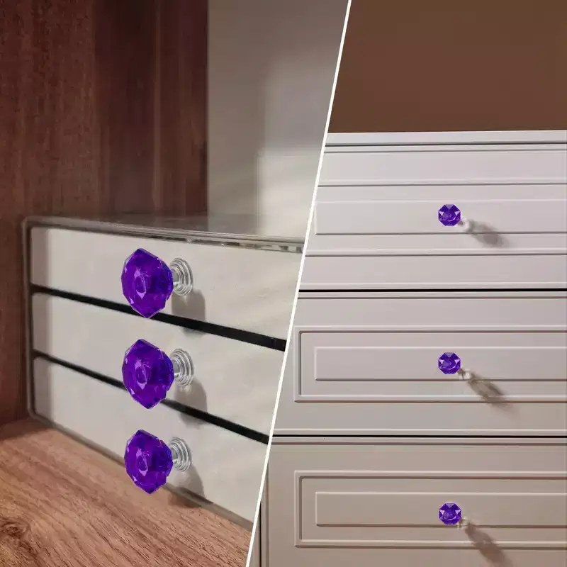 Unique Bargains Crystal Cabinet Knobs with Screw for Cupboard Wardrobe 10 Pcs