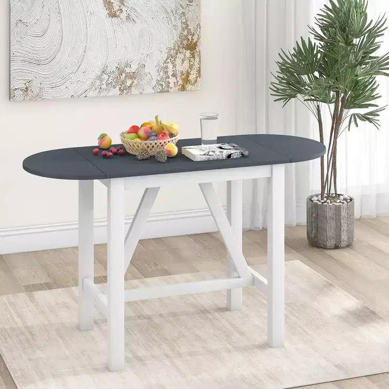 Whisen 3-Piece Wood Counter Height Drop Leaf Dining Table Set with 2 Upholstered Dining Chairs