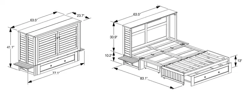Parker Cabinet Bed with Memory Foam Mattress, Weathered Brown