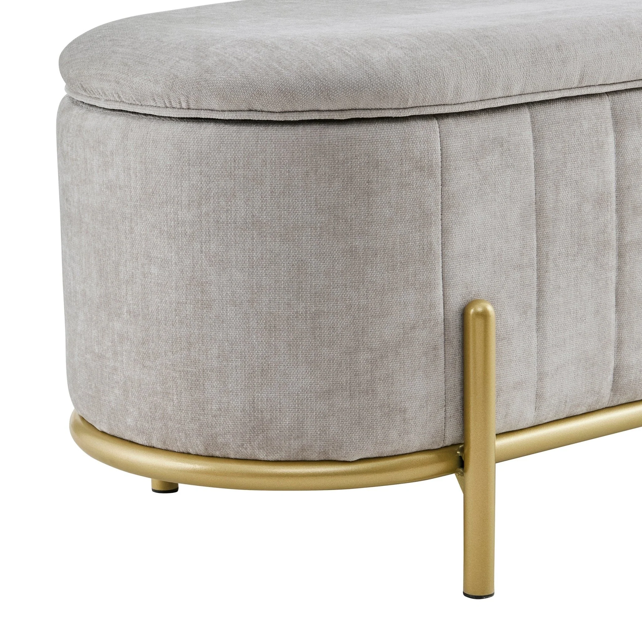 Storage Ottoman - Chenille Light Grey