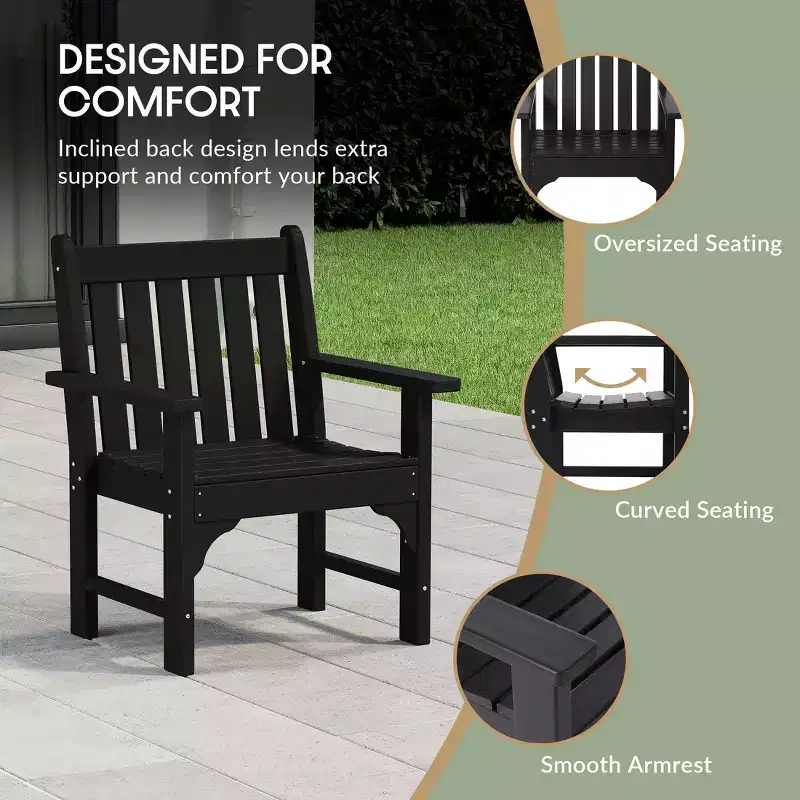 WestinTrends Malibu Outdoor Patio 3-Piece HDPE Adirondack Garden Chairs with Square Adirondack Side Table Set