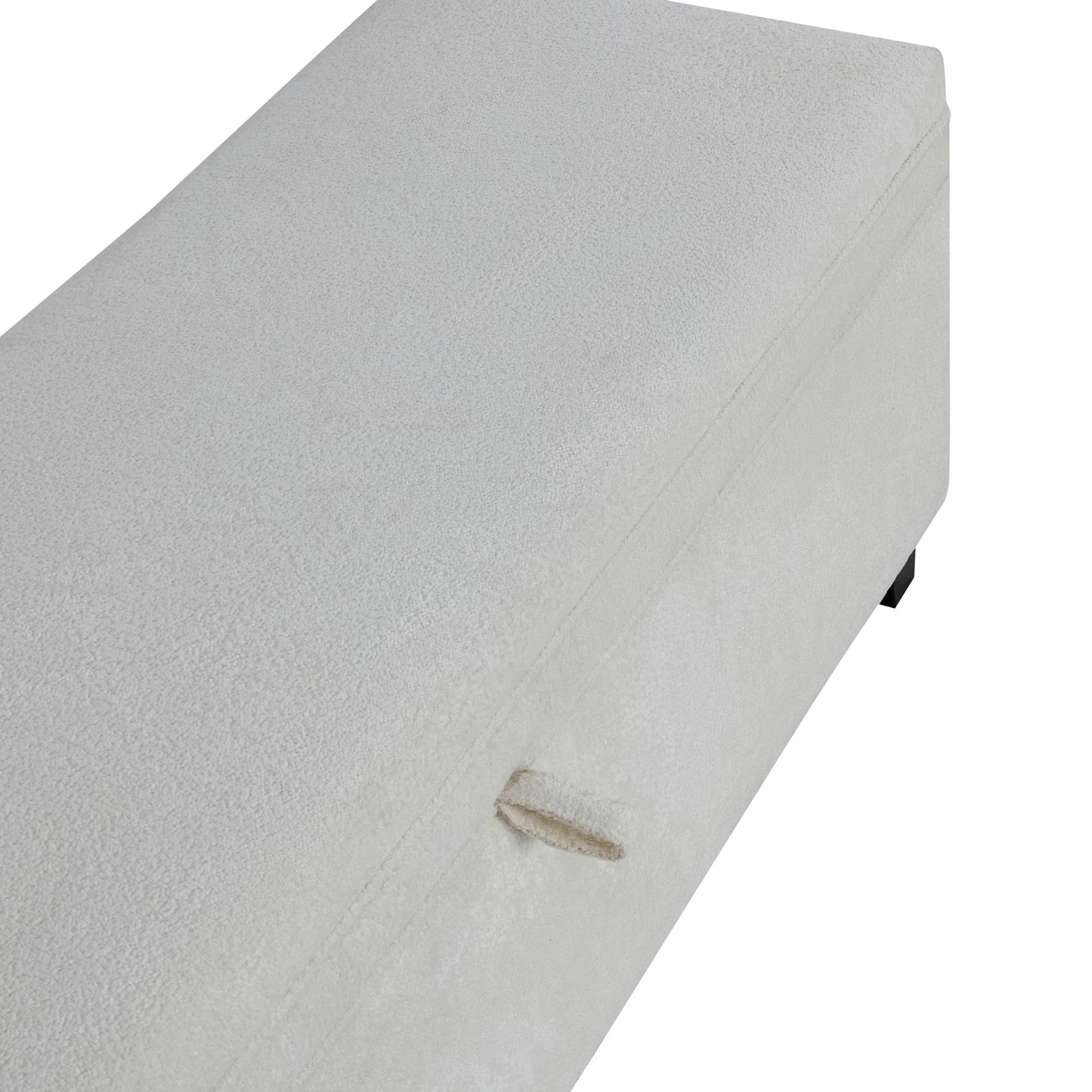 Storage Ottoman - Chenille Ecru