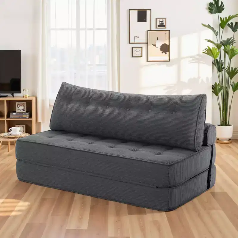 WARMOUNTS Foldable Sofa Bed with Adjustable Backrest, Convertible Queen Size Sleeper Sofa for Living Room & Office