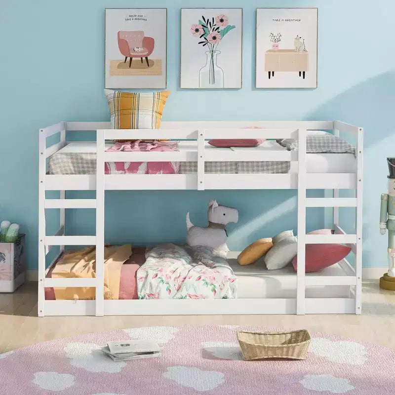 Whisen Full Over Full Bunk Bed with Ladder, Solid Construction