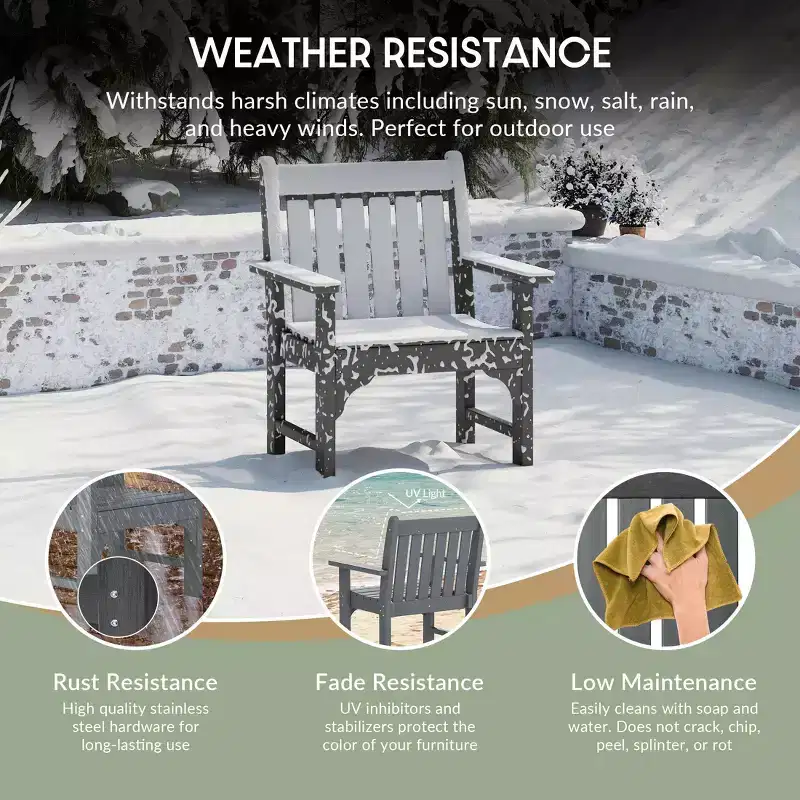 WestinTrends Malibu Outdoor Patio 3-Piece HDPE Adirondack Garden Chairs with Square Adirondack Side Table Set
