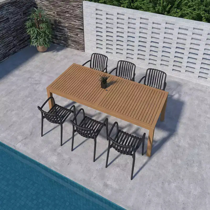 Amazonia Beijo 7pc Rectangular Outdoor Patio Dining Set Black