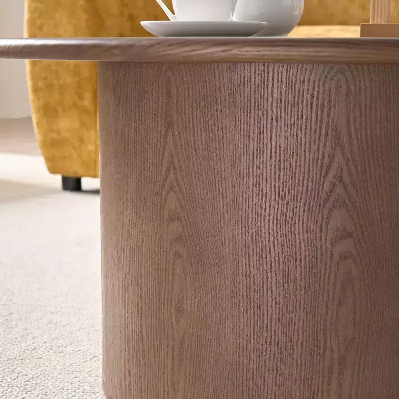 JVNOXK Coffee Table Set of 2 ,MDF Round Coffee Table for Living Room ,Apartment,Leisure Area Walnut