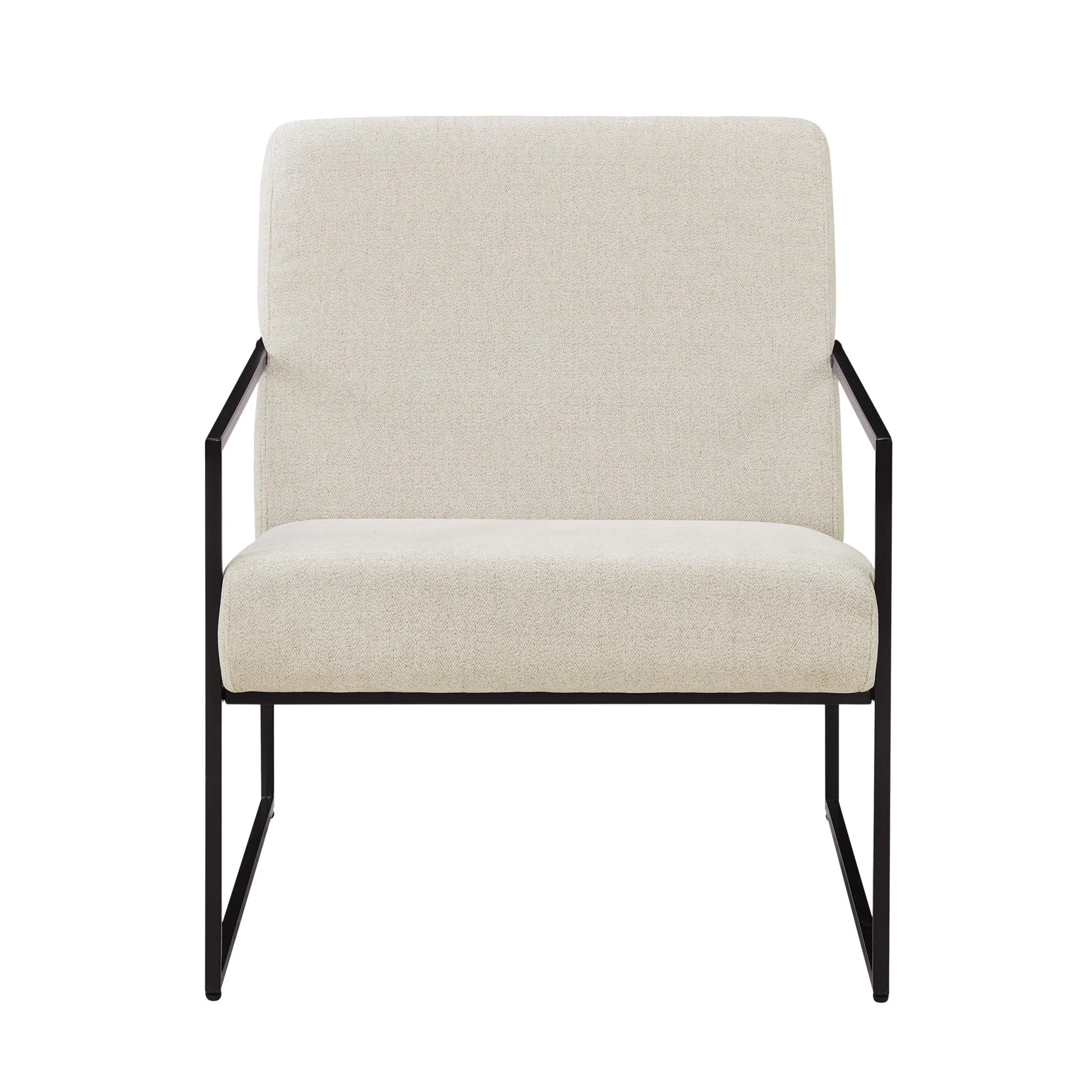 Modern Light Beige Fabric Accent Chair with Space-Saving Design for Living Room