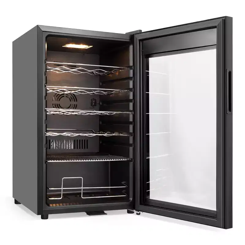 Hooure 17in 24-Bottle Wine Cellar - Compressor Cooling with LED Touch Control & Low-E Glass Door in Black