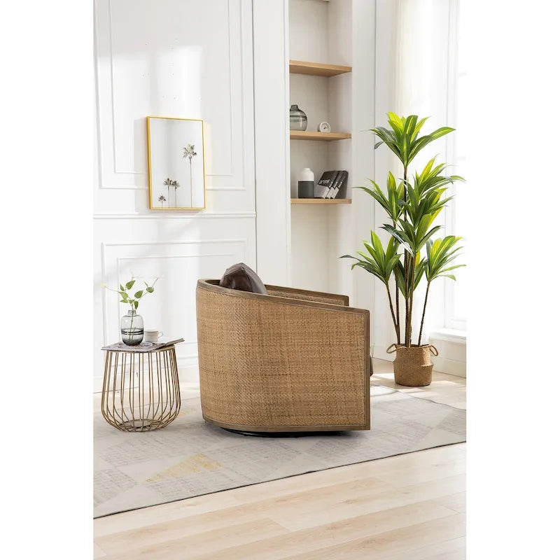 Swivel Barrel Chair, Comfy Round Accent Sofa Chair for Living Room, 360 Degree Swivel Barrel Club Chair, Leisure Arm Chair