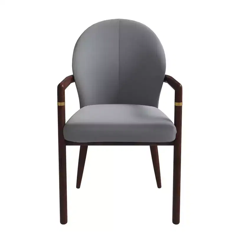 LeisureMod Opaline Set of 2 Wooden Dining Arm Chairs with Leather or Velvet Upholstery, Modern Accent Chairs for Dining Rooms