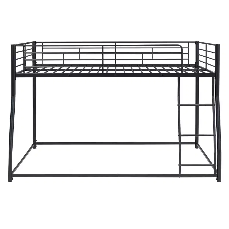 Twin XL over Queen Metal Bunk Bed with Ladder and Safety Guardrail