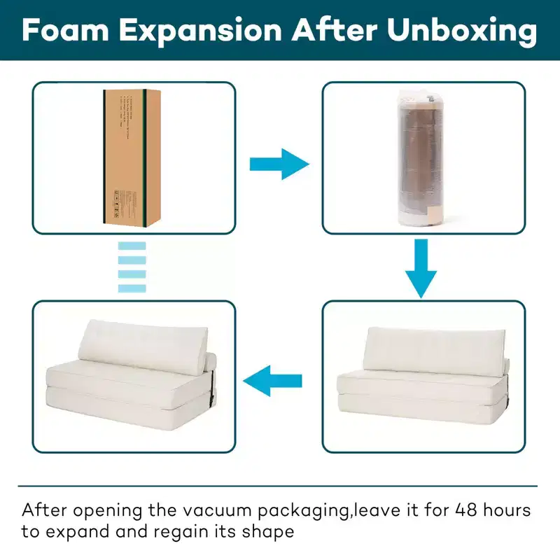 WARMOUNTS Foldable Sofa Bed with Adjustable Backrest, Convertible Queen Size Sleeper Sofa for Living Room & Office