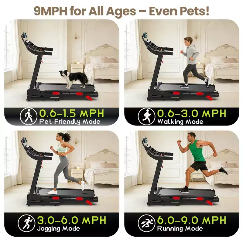 4 in-1 Folding Treadmill with 3.75HP Motor, 10% Manual Incline, Smart App Control, 320 lbs Capacity, Home Fitness Running Machine