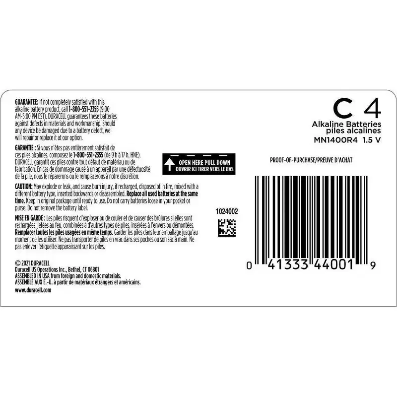 Duracell Coppertop C Batteries - Alkaline Battery