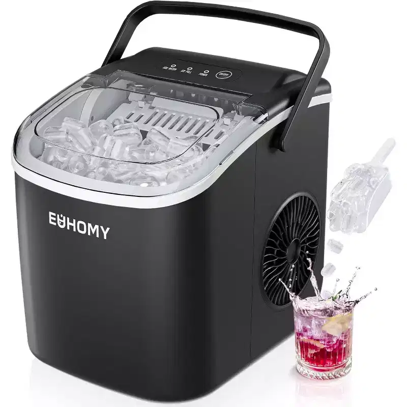 EUHOMY 26 Lbs. Countertop Bullet Ice Maker, Black