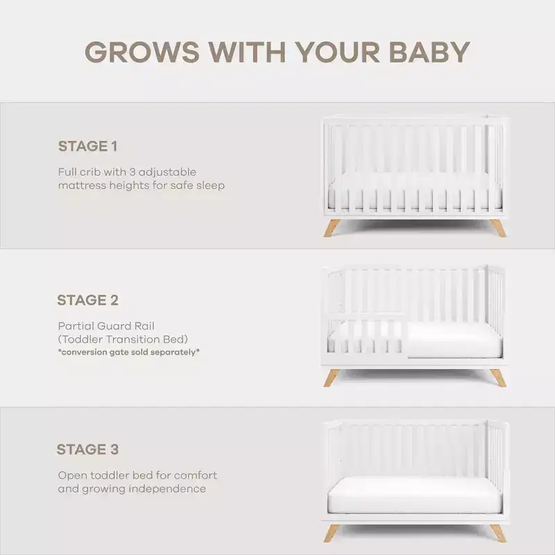 Comfy Cubs Baby Crib for 0 to 3 Years - Adjustable Mattress Height - 80 lbs Capacity Nursery Bed
