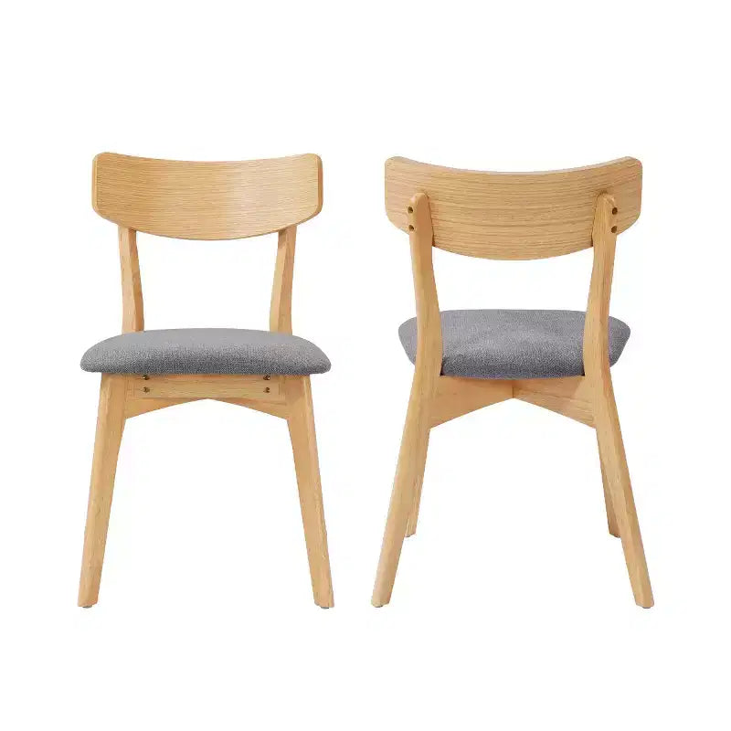 Set of 2 Mid-Century Modern Dining Chairs with Cushioned Seats