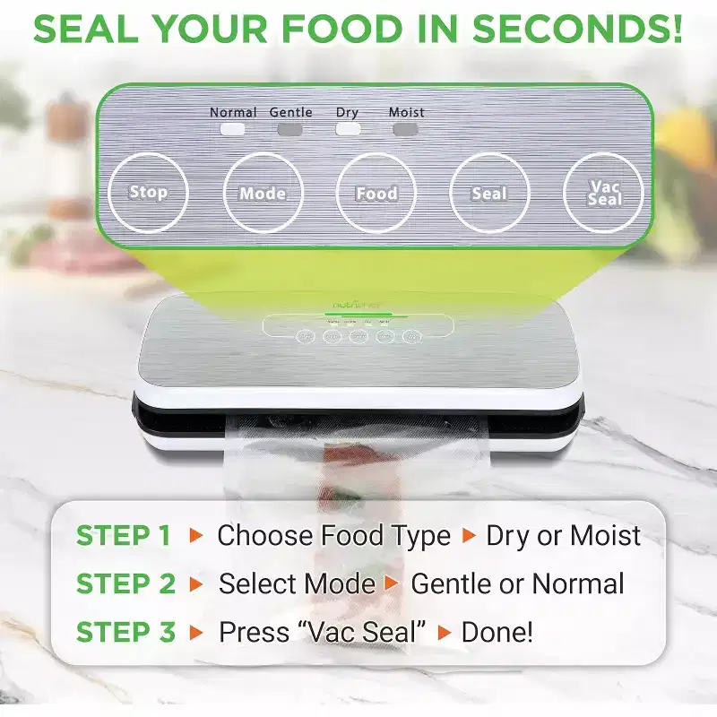 NutriChef Automatic Food Vacuum Sealer - Silver
