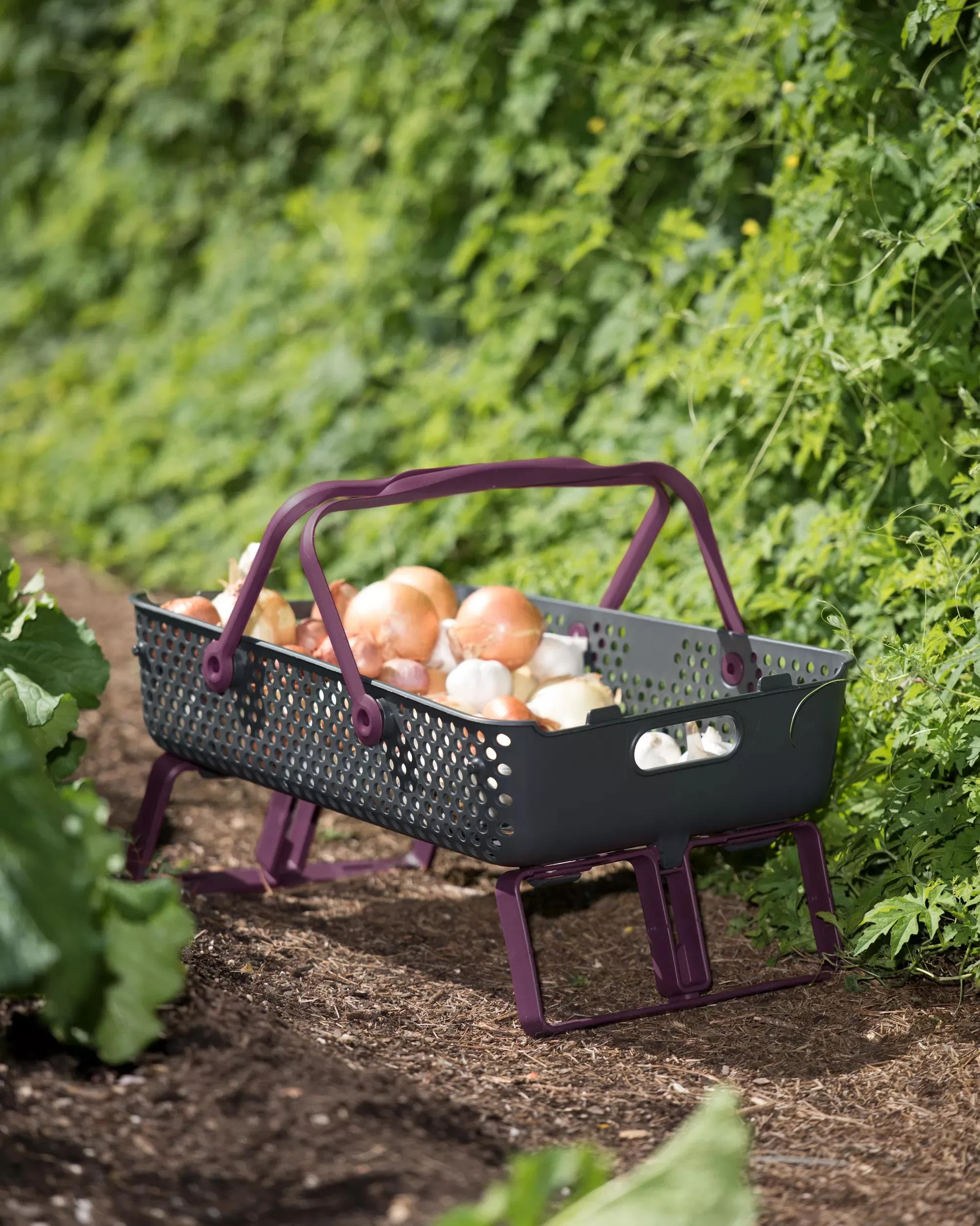 Large Garden Hod Basket with Foldable Legs for Harvesting and Washing Produce