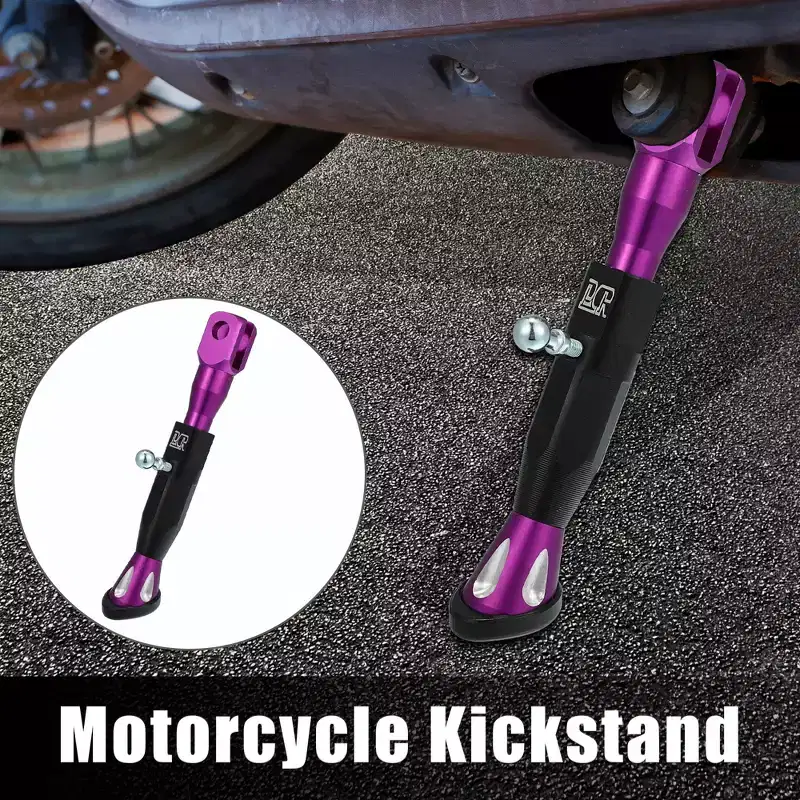 Unique Bargains Universal CNC Aluminum Alloy Adjustable Motorcycle Kickstand Side Support Stand Set