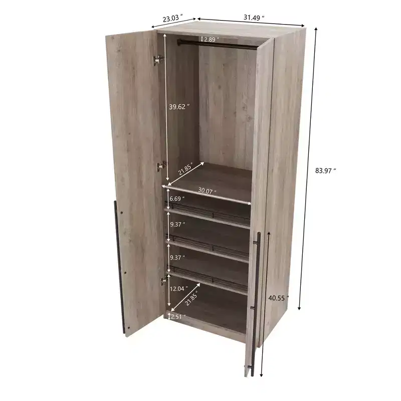 Lee 2 Door and 4 Shelf Wardrobe Closets