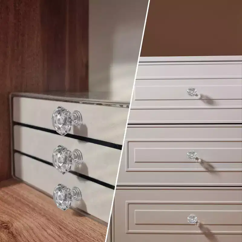 Unique Bargains Crystal Cabinet Knobs with Screw for Cupboard Wardrobe 10 Pcs