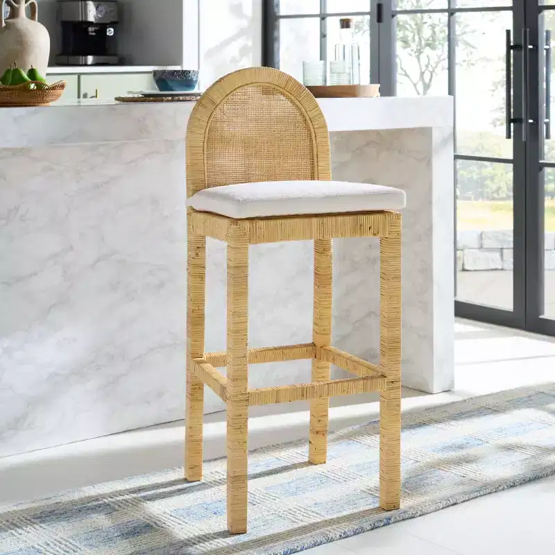 Cane Round Back Bar Stool
