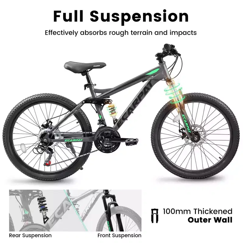 Okak 26IN Mountain Bike with Disc Brakes, 21-Speed Adult Bike with Durable Frame and Rear Dual Absorption, Bicycle for City Road Cycling
