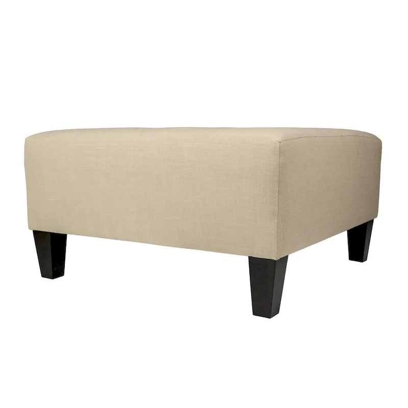 Button Tufted Upholstered Square Ottoman | Blue | Modern Accent Footrest