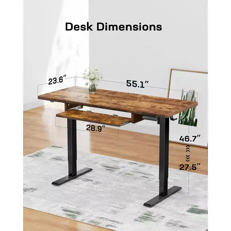Electric Standing Desk, 48x24 Inch Adjustable Height with 27.5 to 46.7 In Height Range, 4 Memory Presets, Suitable for use in offices and studies