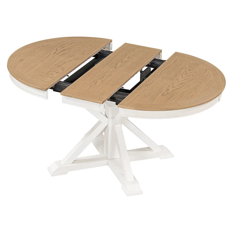 Functional Dining Table Set with Extendable Table and 4 Upholstered Chairs