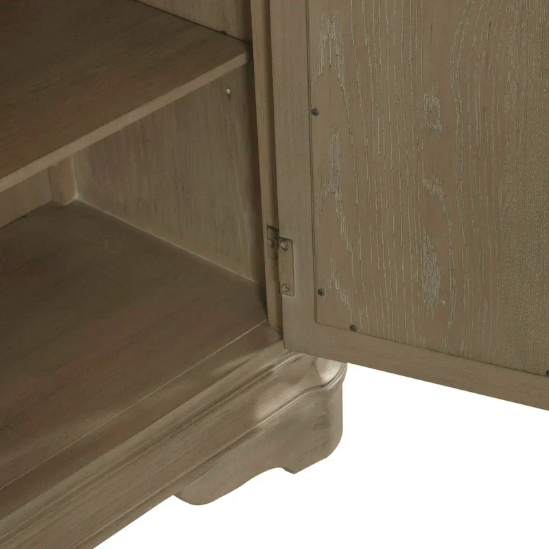 Wood Buffet Cabinet with Mirrored Doors and Drawer Storage
