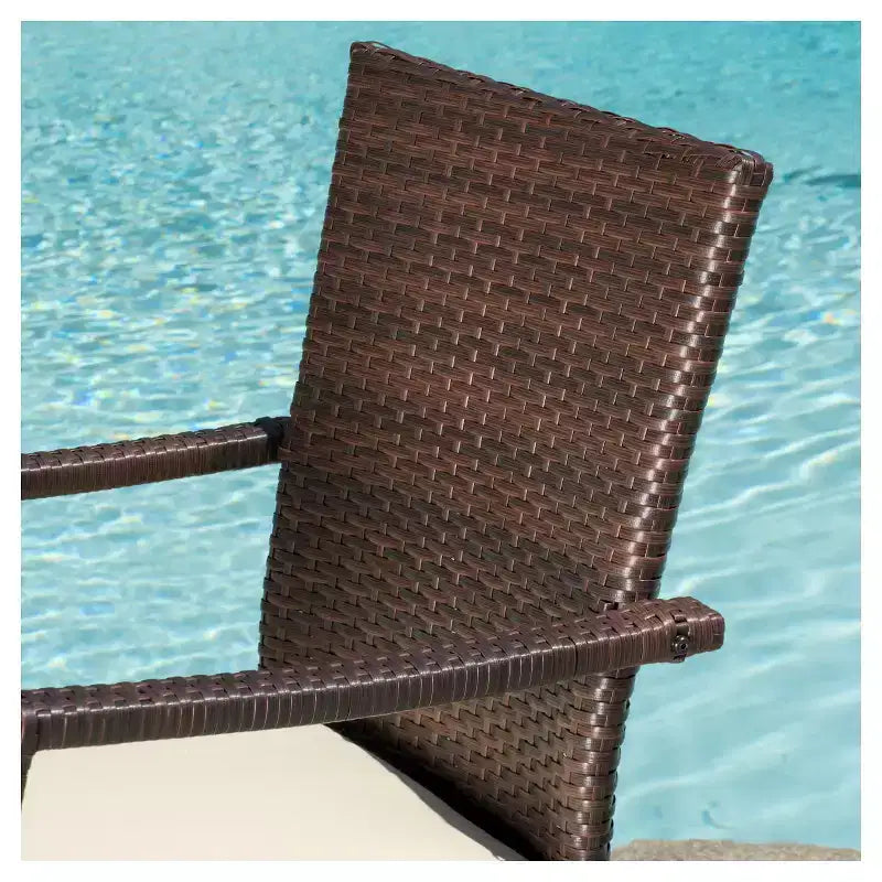 Thompson 7pc Wicker Patio Dining Set with Cushions - Brown - Christopher Knight Home: Weather-Resistant, 6 Arm Chairs, Galvanized Steel Hardware