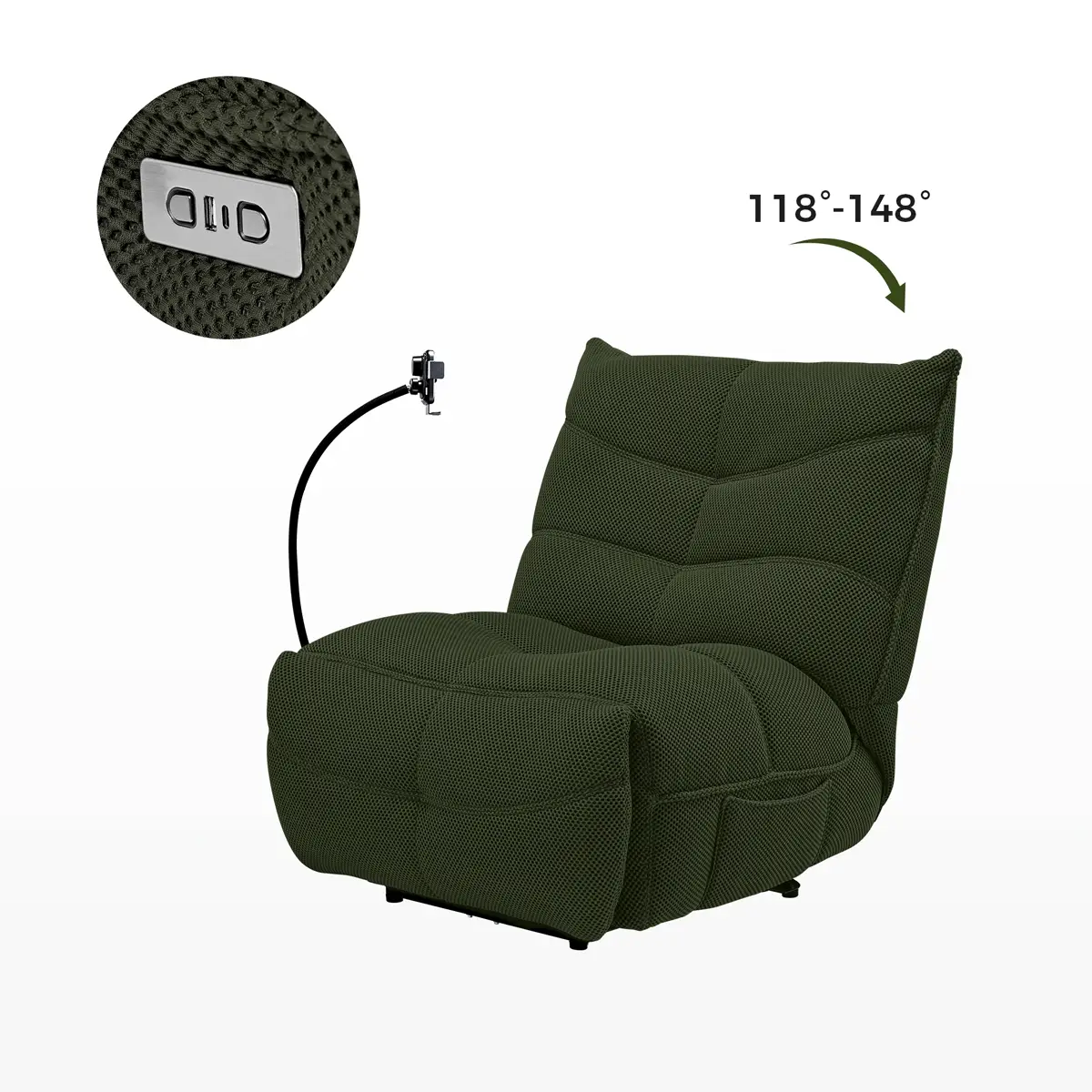 Recliner with Wireless Charging and USB Port