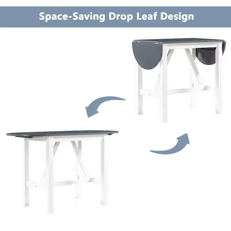Whisen 3-Piece Wood Counter Height Drop Leaf Dining Table Set with 2 Upholstered Dining Chairs