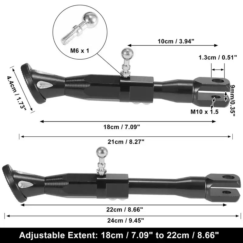 Unique Bargains Universal CNC Aluminum Alloy Adjustable Motorcycle Kickstand Side Support Stand Set