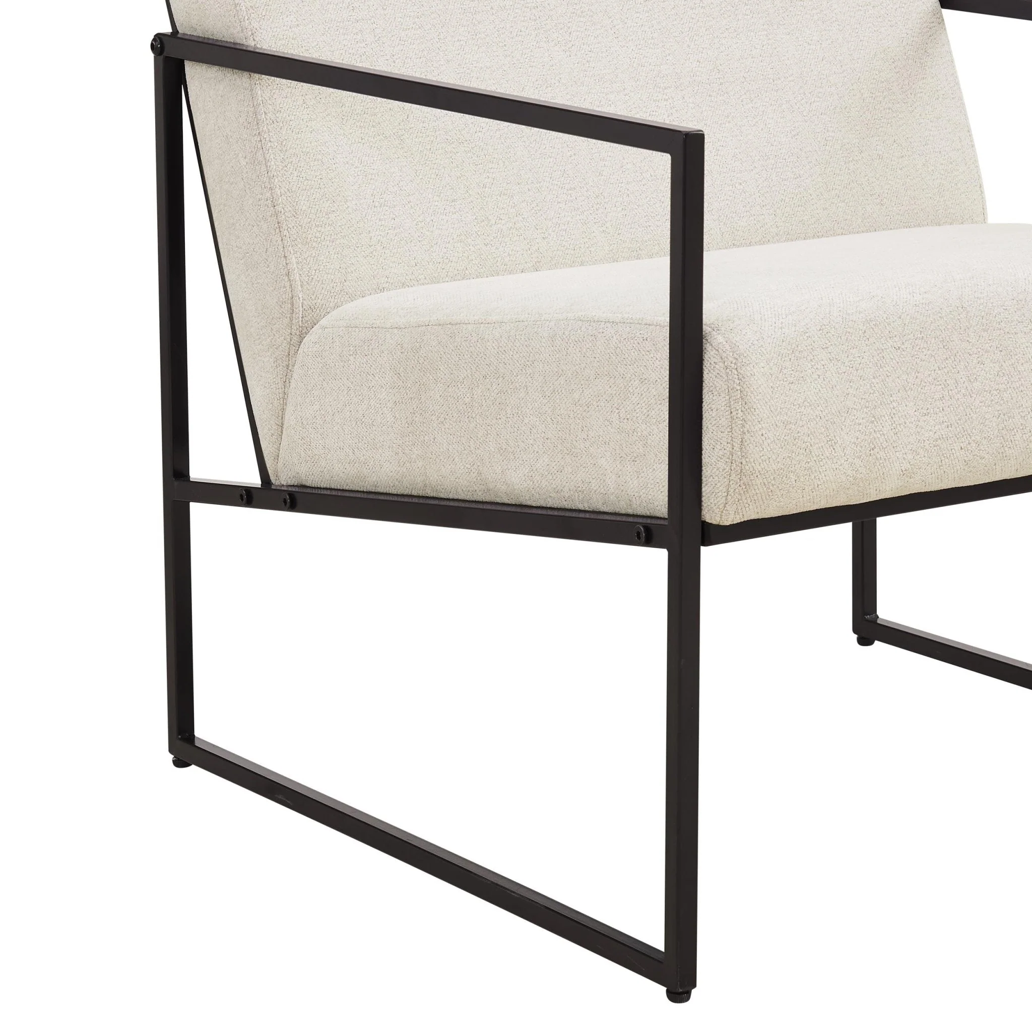 Modern Light Beige Fabric Accent Chair with Space-Saving Design for Living Room