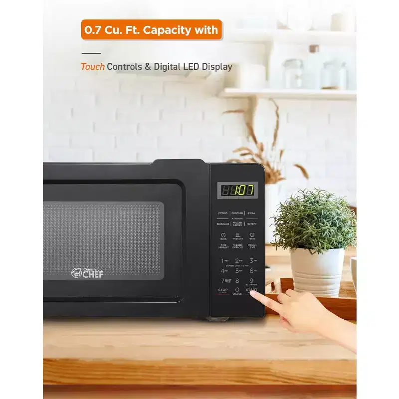 Commercial Chef 0.7 Cu. Ft. Countertop Microwave Oven, CHM770B, Black