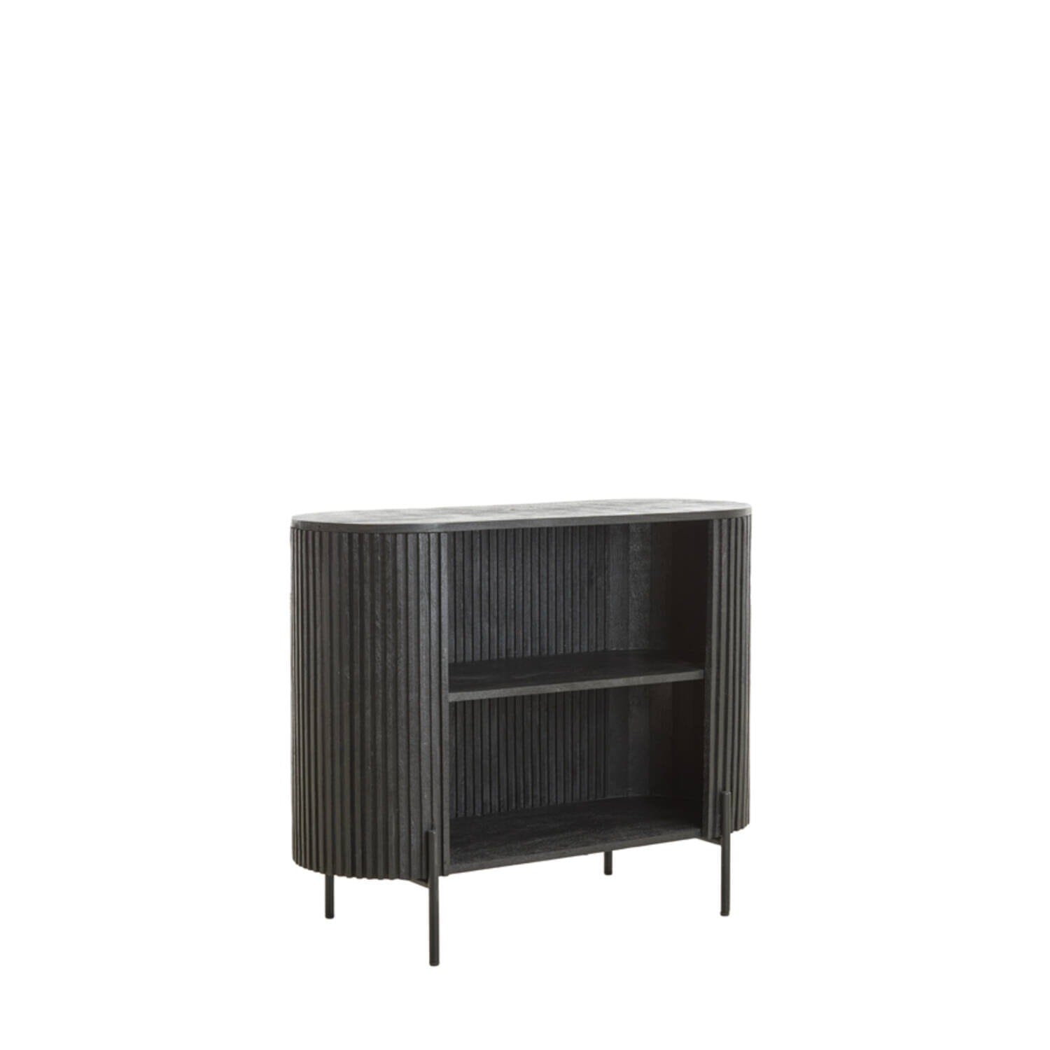 Black Ribbed Open Sideboard