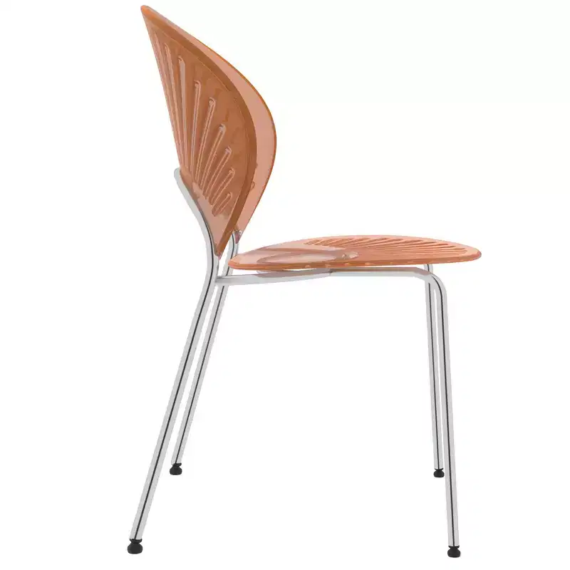 LeisureMod Opulent Modern Acrylic Dining Chair  Transparent Seat with Chrome Metal Legs, Stylish Durable Accent Chair for Kitchen, Dining Room, Cafe