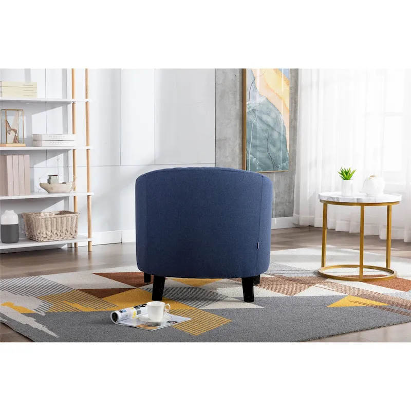Accent Barrel chair living room chair with nailheads and solid wood legs